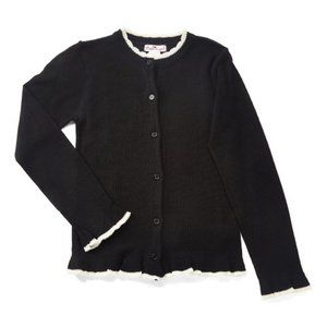NEW in Package Girls M black cardigan with Ruffle Trim